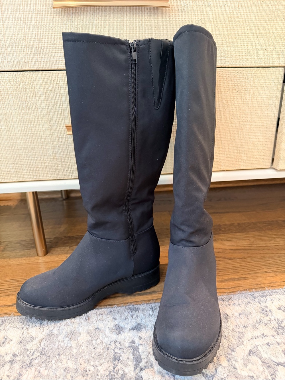 Cougar Black Knee-High Waterproof Boots with Side Zipper Size 9